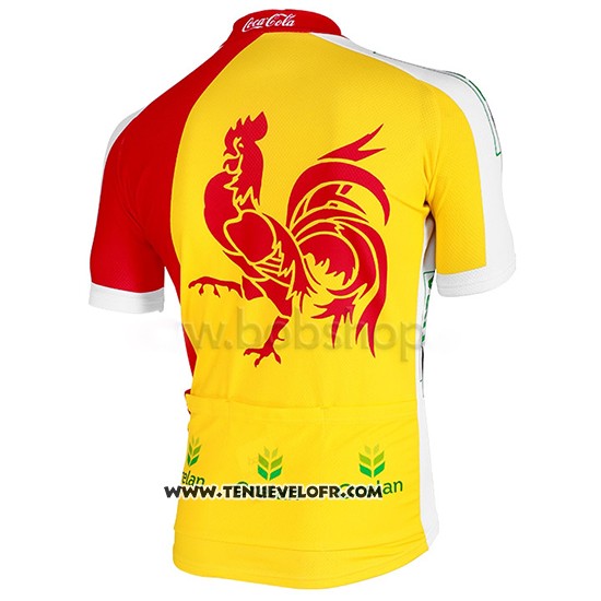 2013 Maillot Ciclismo Wallonie Bruxelles Jaune et Rouge Manches Courtes et Cuissard